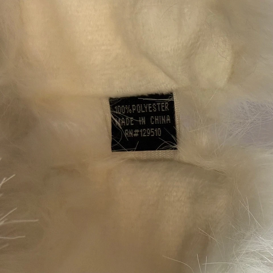 New Women's Couture Gems White Faux Fur Ear Warmer Headband Elastic Back Stylish - Image 4 of 4