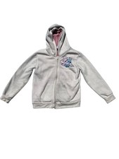 Disney Stitch  Angel Zip Up Hoodie Jacket Medium 10/12 White Pink Fuzzy Lined