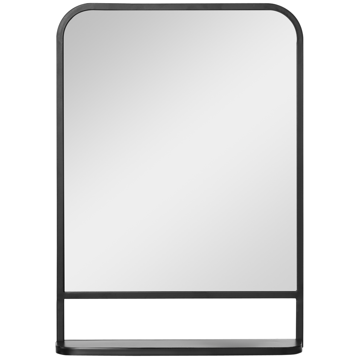 Rackhams Black Modern Square Wall Mirror With Storage Shelf, 70 X 50 Cm Mirrors For Living Room, Bedroom, - Image 3