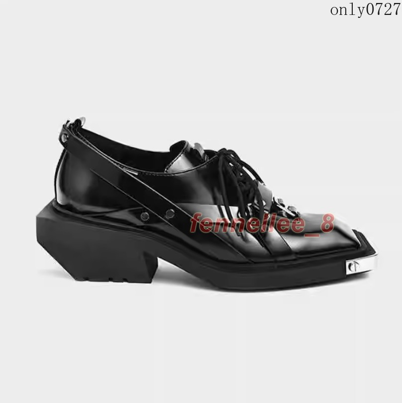 SAOLA Scarpe derby moda rivetto stringate uomo eleganti formali pelle punta quadrata tacco medio