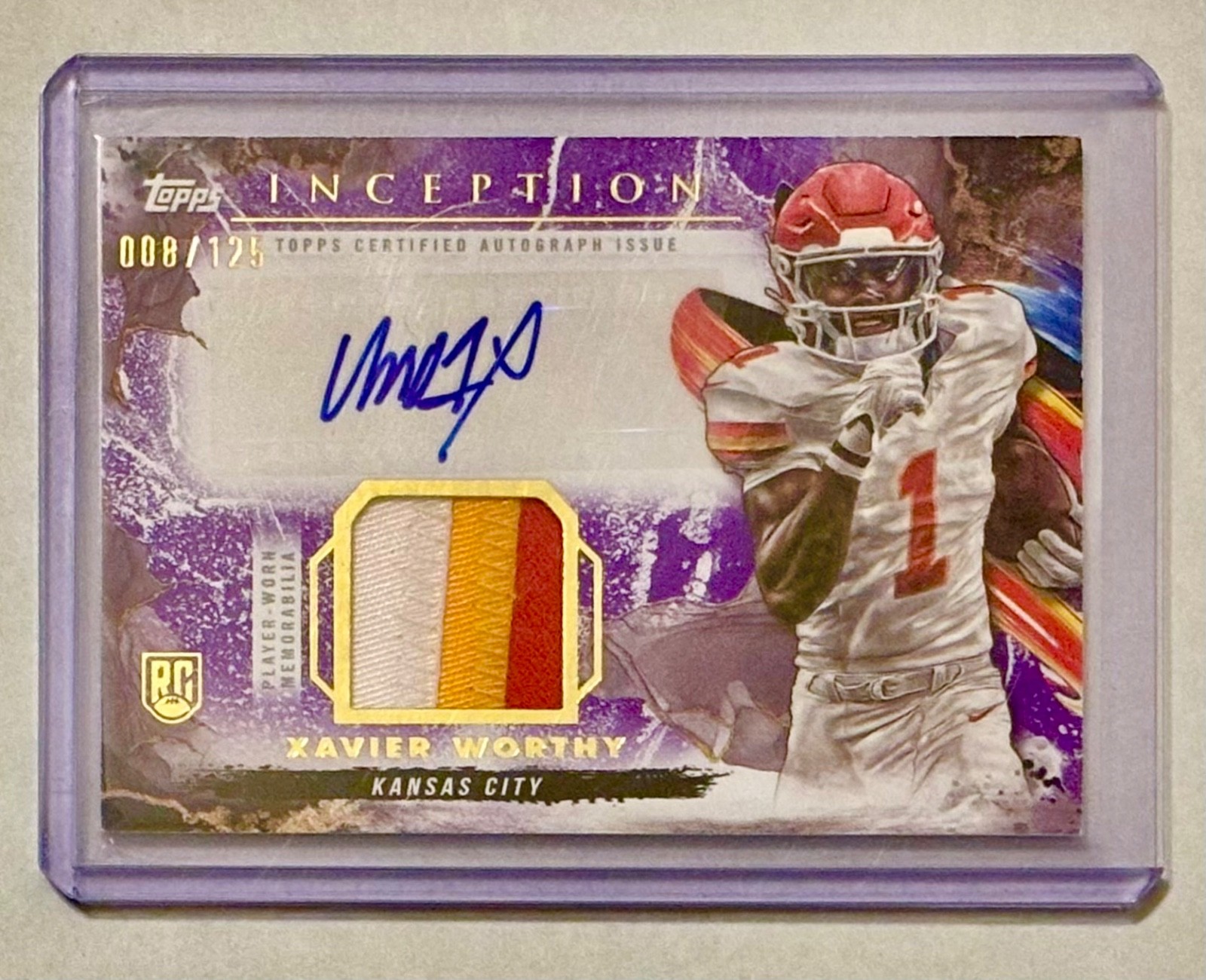 2024 Xavier Worthy Topps Inception Provenance Patch Autograph Purple RC AUTO/125