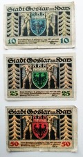 Goslar am Harz 10 + 25 + 50 Pfennig Notgeldschein Notgeld Gutschein