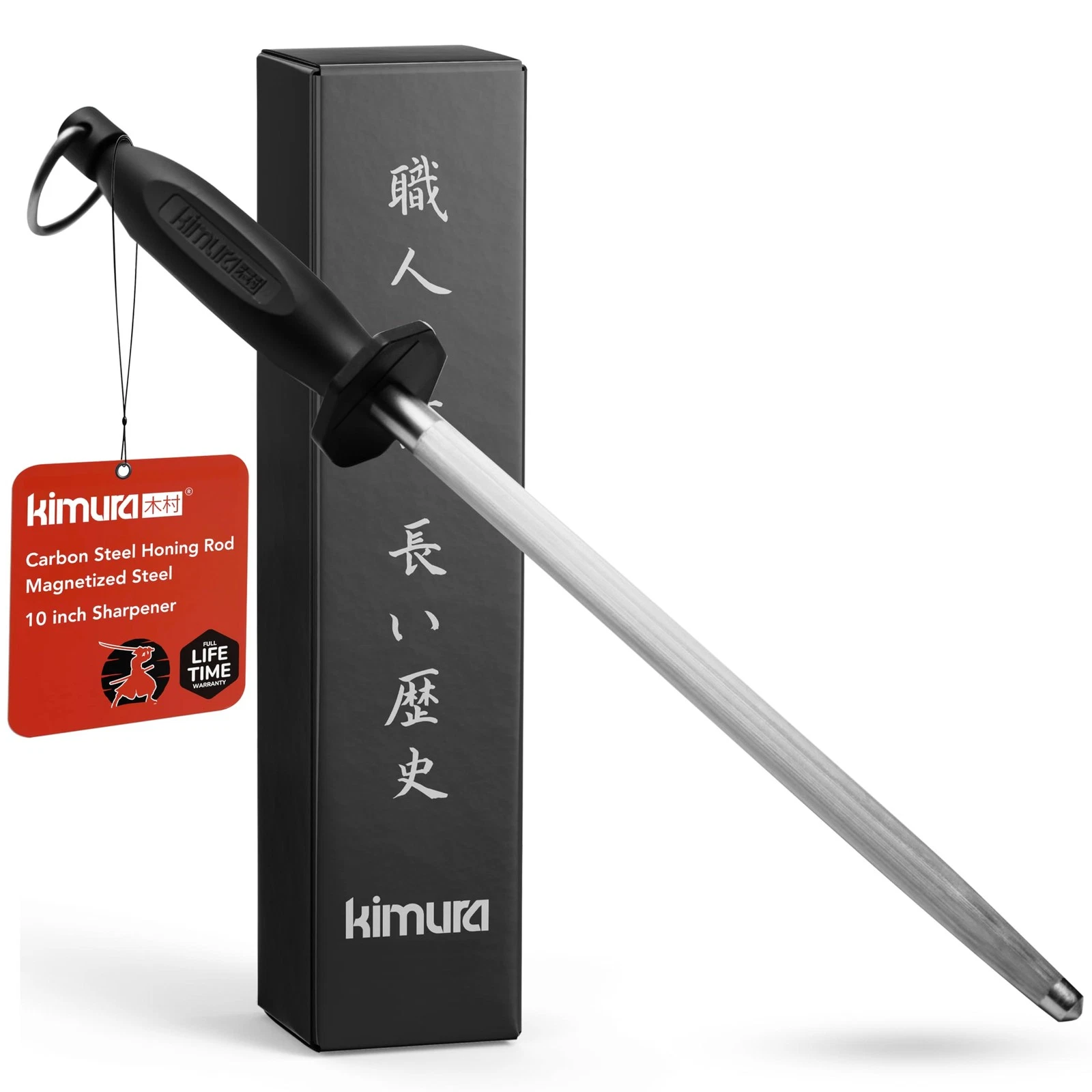 Honing Steel 10 Inch Rod Carbon Steel Knife Sharpener Ergonomic Hand Tool