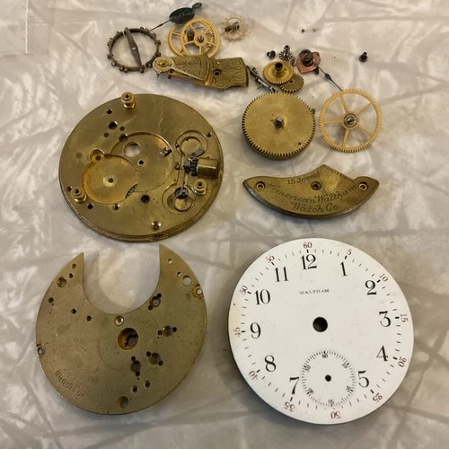 Vintage Antique Wind Up Pocket Watch Movement Waltham