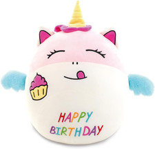 17" Birthday Unicorn Plush Pillow, Cute Soft Unicorn Stuffed Animal Pillow, Happ
