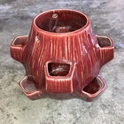McCoy  1950s Vintage Art Pottery Maroon Strawberry Pot Hanging Basket Planter