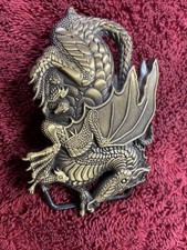 Vintage 1982 Baron Buckles Belt Buckle Dragon Solid Brass 3D
