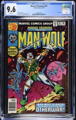 Marvel Premiere #45 (1978) CGC 9.6 White Pages! Perez cover! Man-Wolf! Movie?!