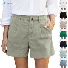 Women'S Summer Shorts Soft Stretch Twill Shorts With Side Pockets Classic Solid
