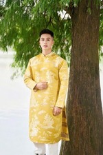 Vietnamese Ao Dai Tet -Vietnamese Gam Ao Dai for Men, Lunar New Year Outfit