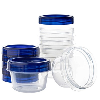 Deli Containers Clear bottom With blue Top Twist on Lids Reusable, Stackable,...