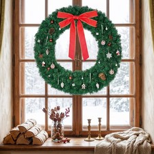 Christmas Wreath 48/60in, Garland with Lights for Front Door Holiday Decorations
