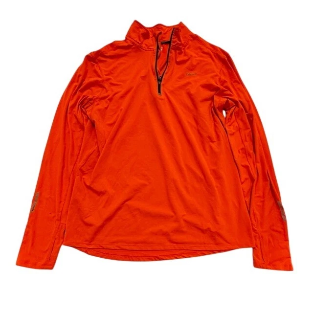NIKE Running Quarter Zip Long Sleeve Shirt Men's Size L Orange Athletic