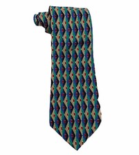 Vintage Burberry Men's 100 Silk Multicolor Geometric Diamond Tie USA 4" Width