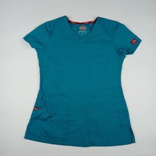 DICKIES V-Neck Scrub Top Shirt Teal Women's Size XS