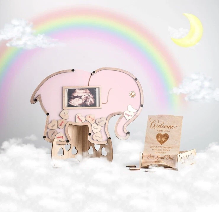 Libro de visitas alternativo The Real Bossy Baby Elephant Baby Shower con foto rosa Foto 4 de 4