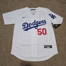 sNWT #50 Mookie Betts White Dodgers Stitched Jersey Youth Medium