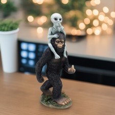 15"H Big Foot with Alien Figurine Home Decor Unique Gift