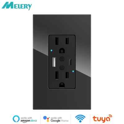 Tuya Wifi Wall Socket USB TypeC Outlet Charge Receptacle Alexa Google Home Smart