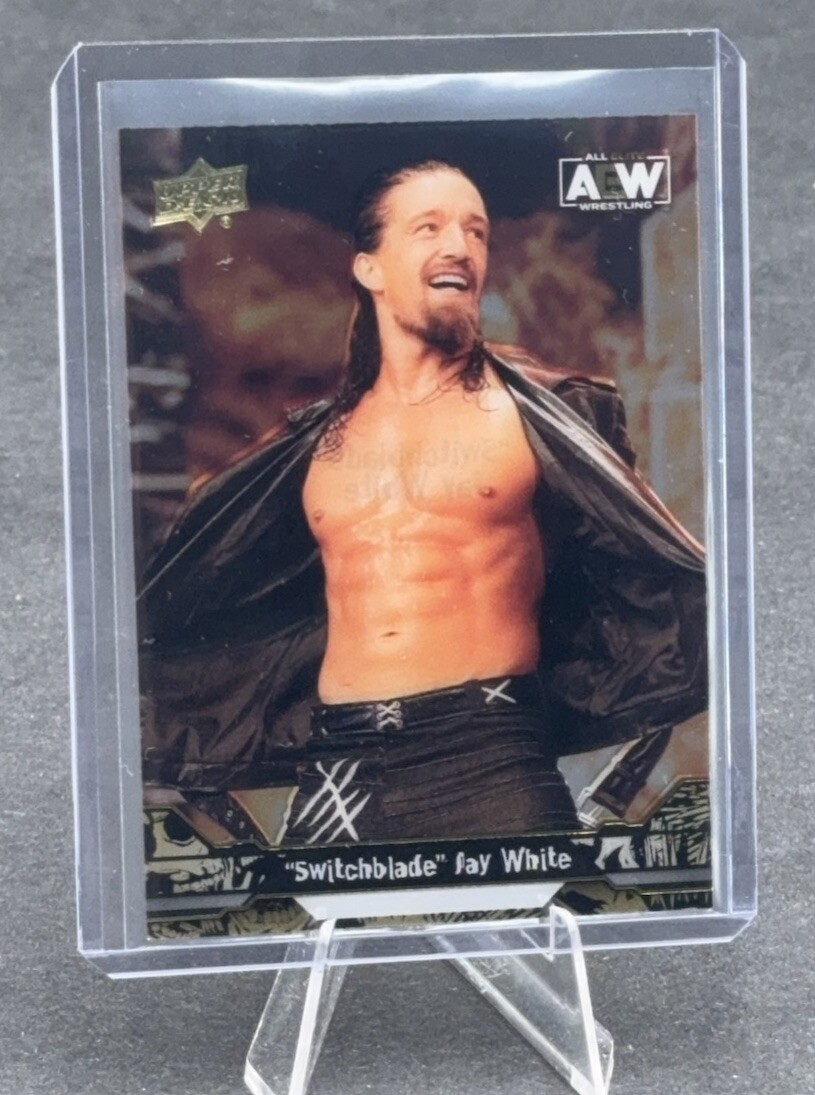 #64 SWITCHBLADE JAY WHITE CLEAR CUT ACETATE SP PARALLEL 2023 UPPER DECK AEW GOLD