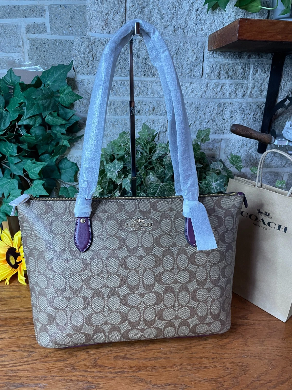 Borsa a mano Coach Gallery nuova con etichette firma kaki ch504 borsa a tracolla Deep Berry