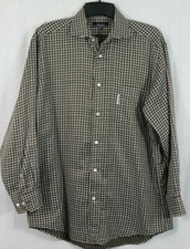 Façonnable Men's 16.5 R Brown Checked Cotton Shirt Made in USA