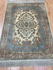 4'3" x 6' Karastan Kirman Panel Design Oriental Rug - Full Pile - Made in USA