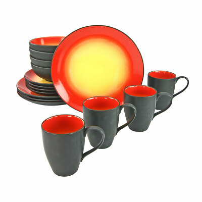 CreaTable HOT RED Geschirrset Kombiservice 16 tlg Tafelservice Komplett-Service