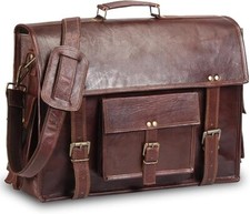 Genuine Men's Vintage Brown Leather Messenger Shoulder Laptop Briefcase Bag