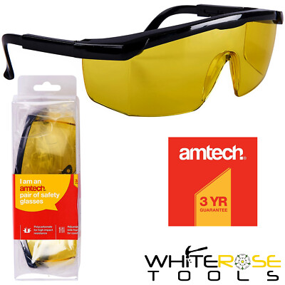 Amtech Schutzbrille gelbe Gläser Arbeitsbrille DIY Augenschutz PSA A3560 