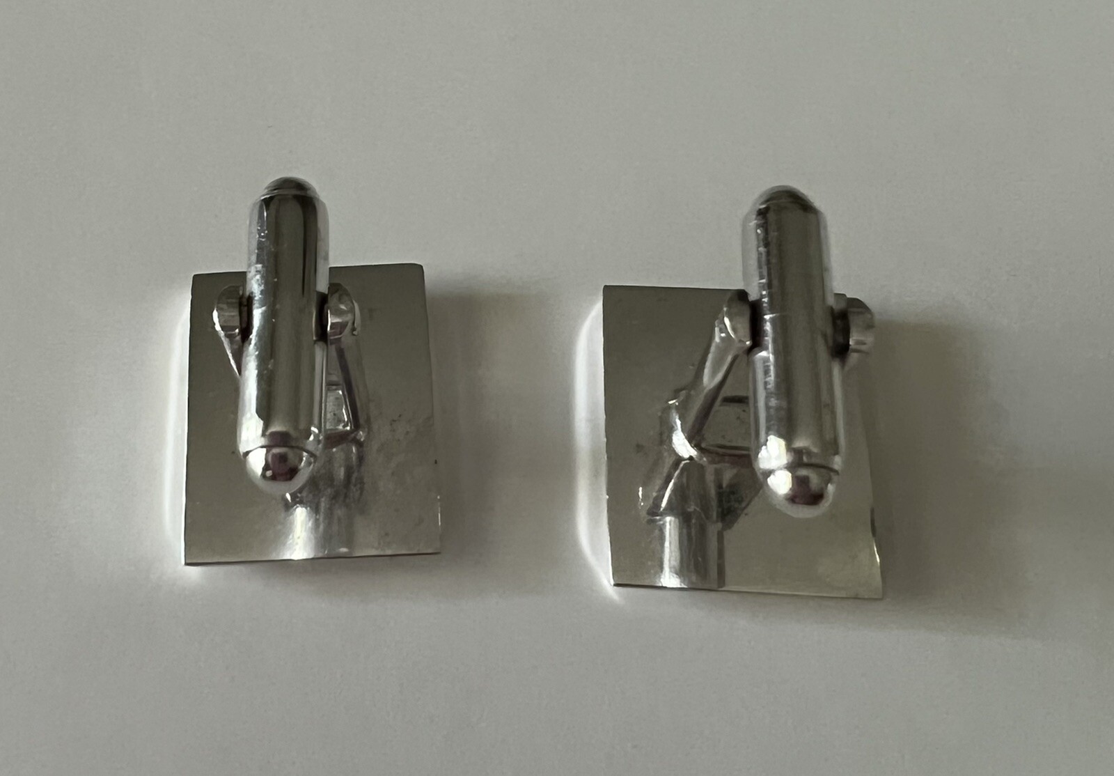 Rectangular Smooth Silver Tone Vintage Cuff Links… - image 3