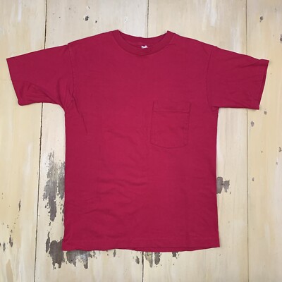 FRUIT OF THE LOOM - Vtg 1990s Hot Pink Pocket Tee T-Shirt, Womens MEDIUM