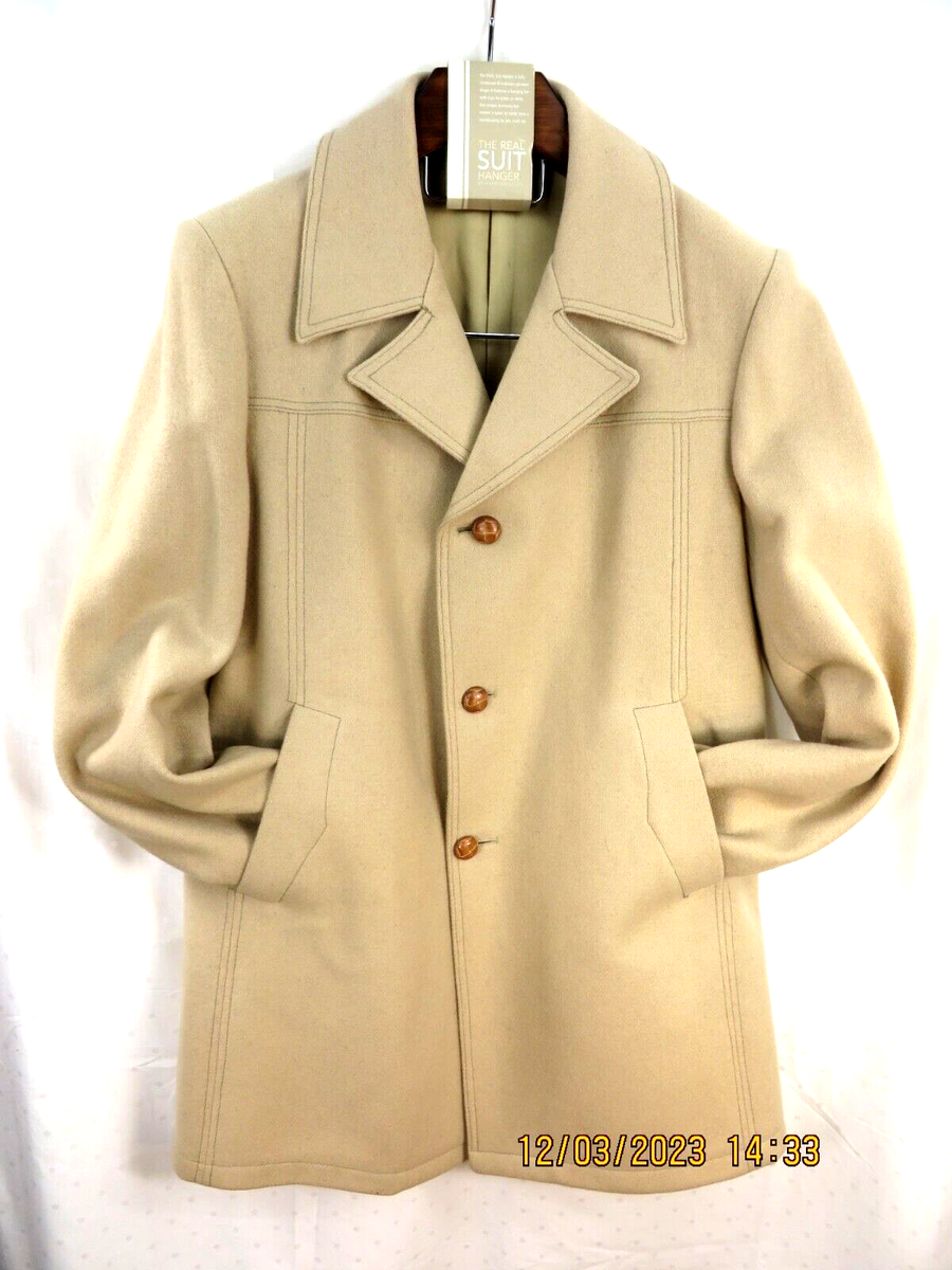 ZERO KING TRAD SHOP LTD. SZ 42 MEN'S Wool/Nylon Tan/Beige Pea Coat