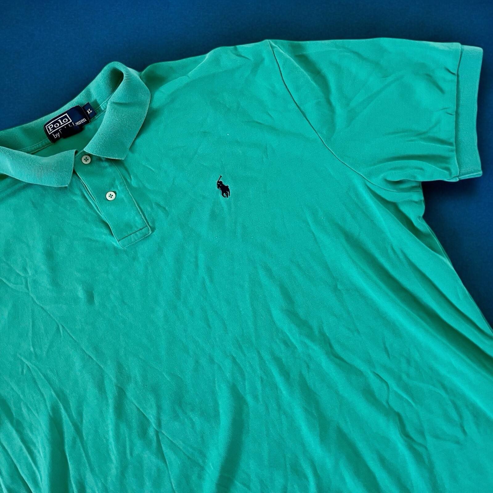 PONY Polo Ralph Lauren vintage uomo verde acqua XL Preppy spiaggia golf camicia cotone