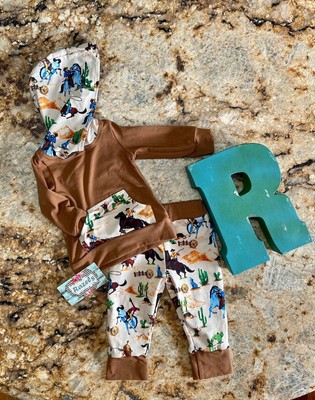 Retro Western Cowboy Jogger Set, Kids Cowboy Outfit, Retro Cowboy Hoodie &