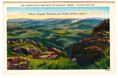 Postcard ''Looking South from White Top Mountain, Virginia. Altitude 5678 Feet''