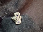 Antique 14K White Gold Filigree Ring with Natural Diamond and Sapphires — photo 6