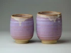 Hagi yaki ware Yunomi Japanese pottery tea cup set of 2 Murasaki Purple glaze