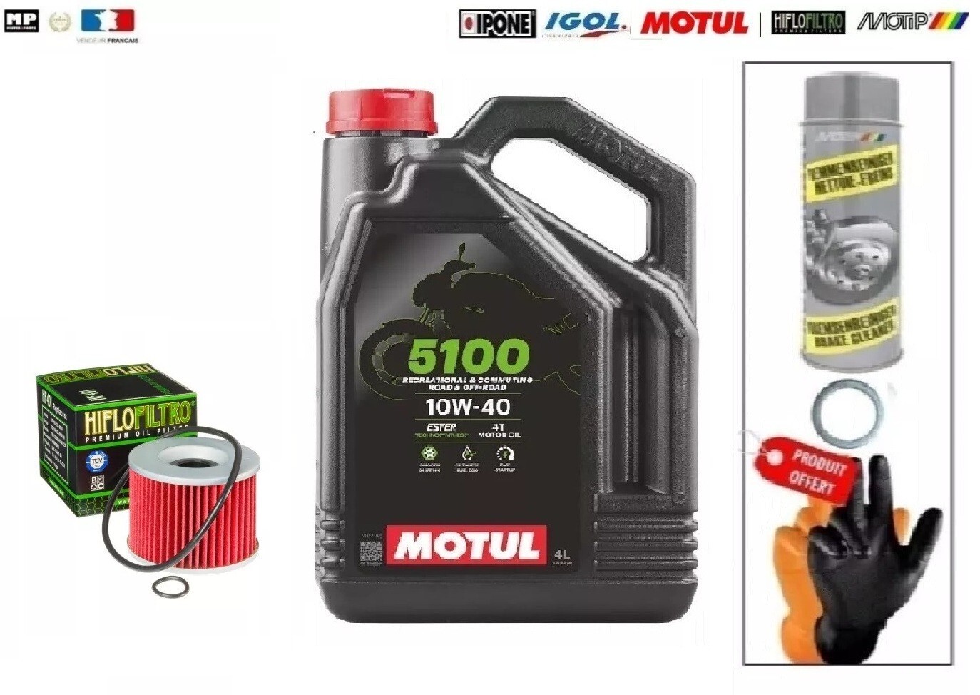 Kit vidange Motul 5100 10W40 pour moto Kawasaki GPX 600 de 1988 à 1999