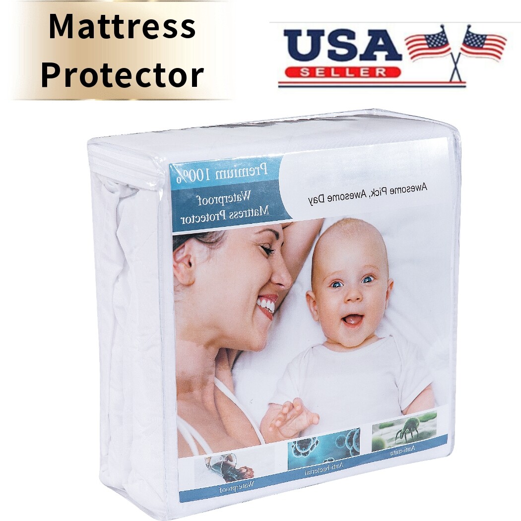Mattress Protector Soft Quilted Breathable Waterproof Mattress Pad Cover Bed!-image