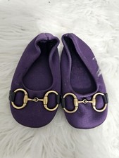 Ballerine Gucci bambina taglia 18 viola raso slip on fibbia a punta di cavallo