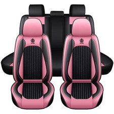 Summer Cool Full Set Leather Car 5 Seat Cover Set Non-slip Ice Silk Universal
