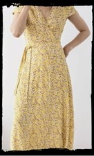 Floral Midi Wrap Dress & other stories xs UK 6 daisy mustard brown