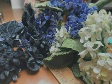 vintage velvet lilac flowers leaves 1 bouquet nosegay