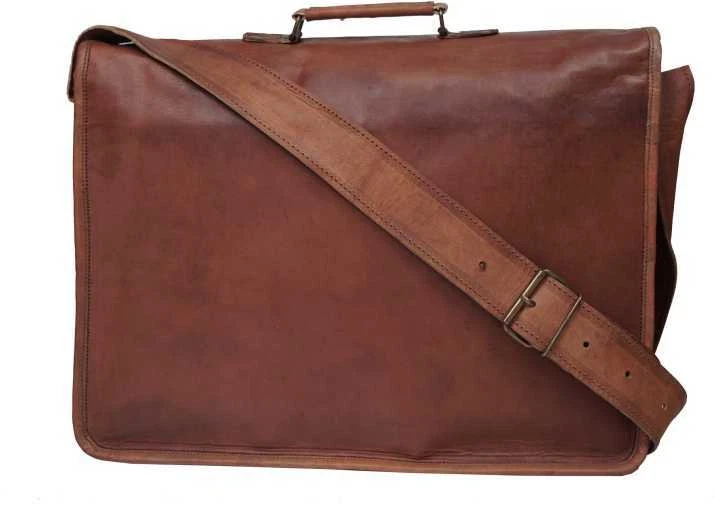 Maletín de cuero para negocios elegante bolso de hombro portátil mensajero vintage para hombres Foto 2 de 4