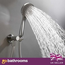 Round Shower Head with Built In Wall Outlet Chrome ABS Easy Clean Shower Head