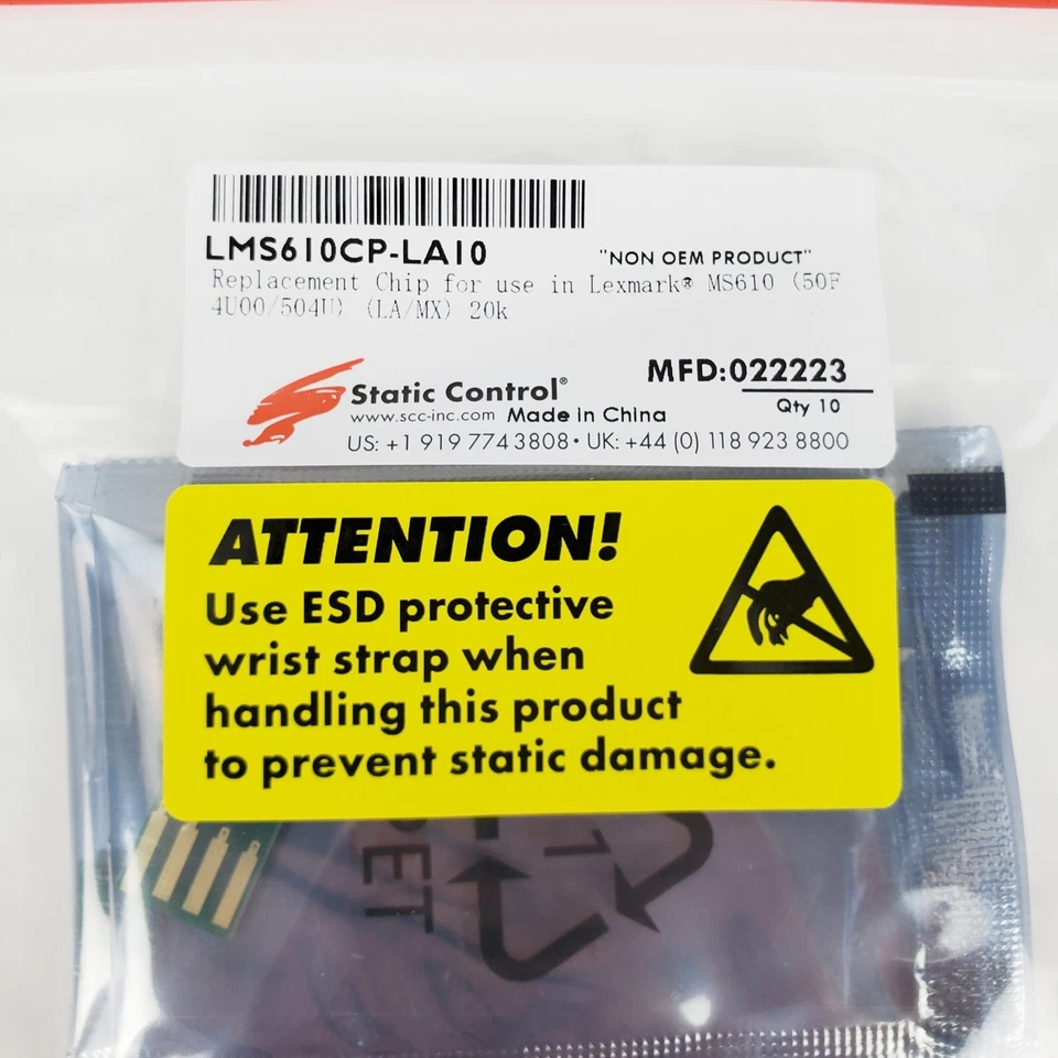 10 x Toner Reset Chips for Lexmark MS610, 20k Yield, 504U, 50F4U00, New Sealed! - Image 2 of 4