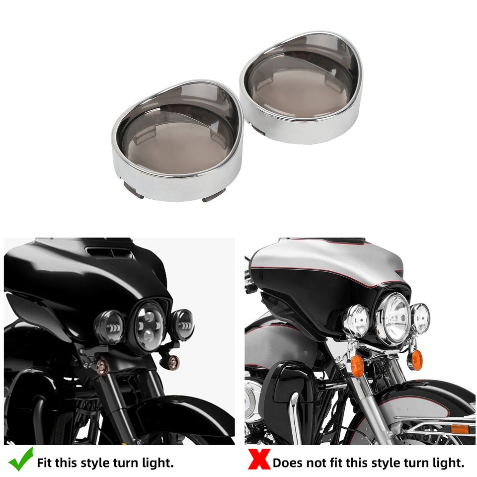Deep Dish Turn Signal Light Smoke Lens Lamp Cover Trim Ring Bezels For Harley Touring Electra Electra Glide Road King FLHR FLTR Deep Dish Turn Signal Light Smoke Lens Lamp Cover Trim Ring Bezels For Harley Touring Electra Electra Glide Road King FLHR FLTR