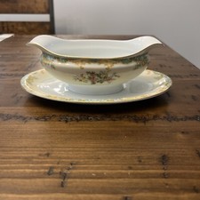 Noritake "M" in wreath JASMINE gravy boat excellent condition 9.25 x 6 x 3