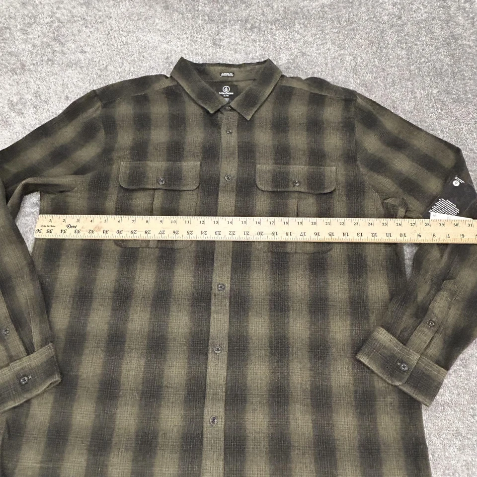 Volcom Shirt Mens XXL Green Black Plaid Shadowstone Flannel Long Sleeve NEW $78 - Image 4 of 4